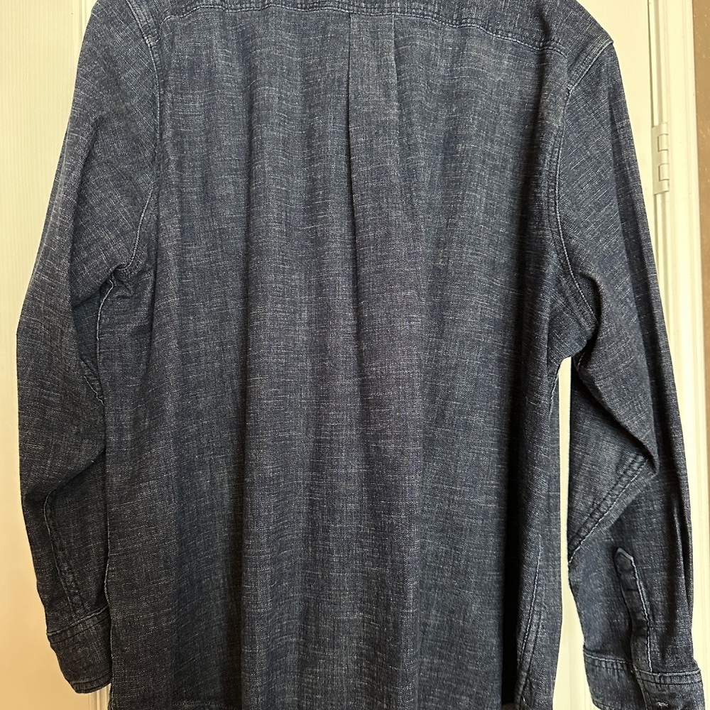 Lands' End Women's 1X Button Front Denim Long Sleeve Top - Picture 3 of 5